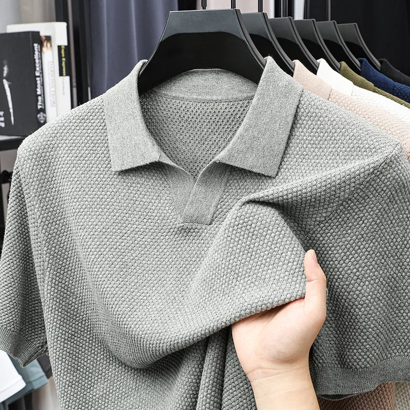 Ribbed Knit Polo