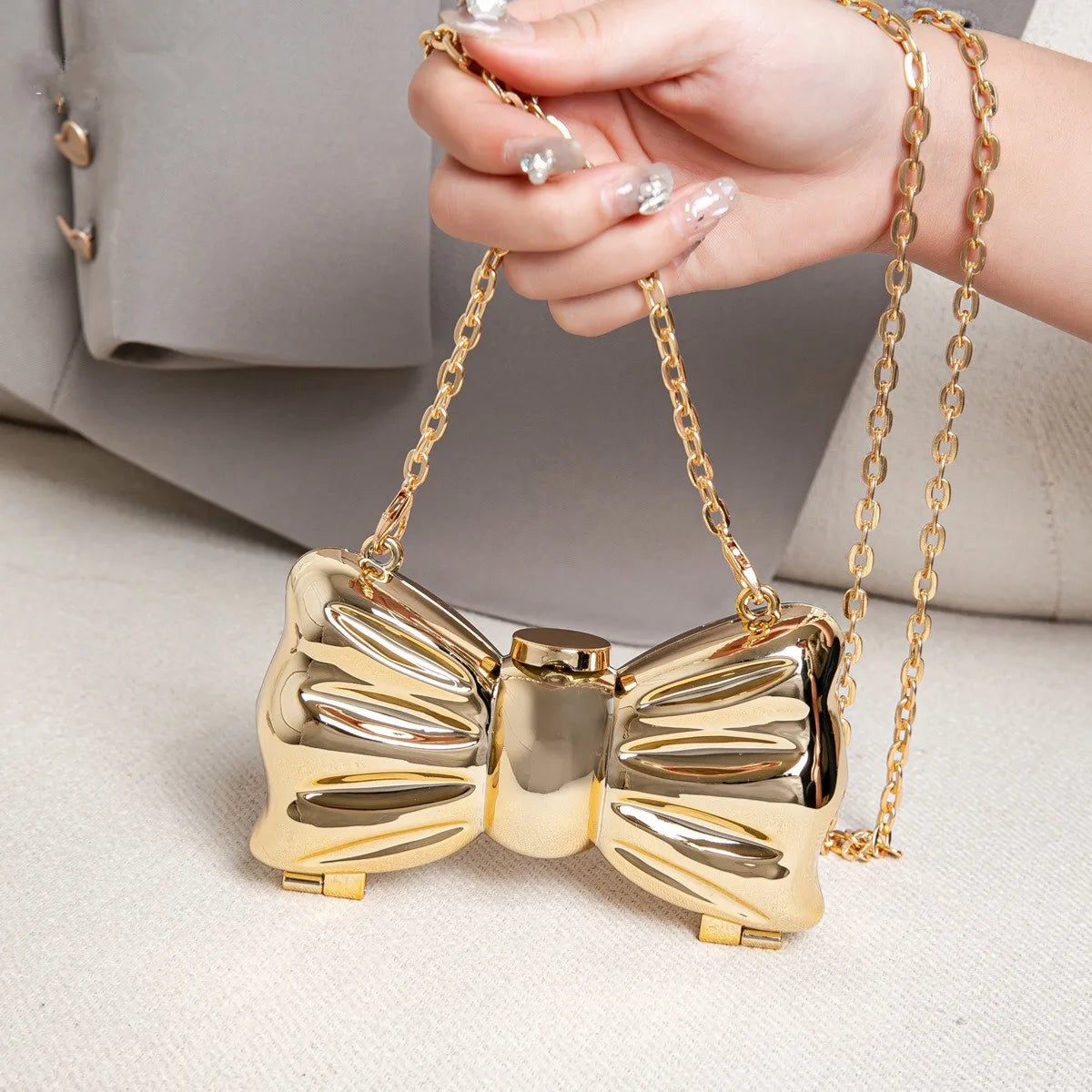 Gold Bow Evening Bag