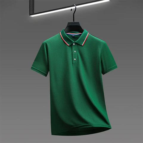 Casual Solid Color Short Sleeved Polo Shirt