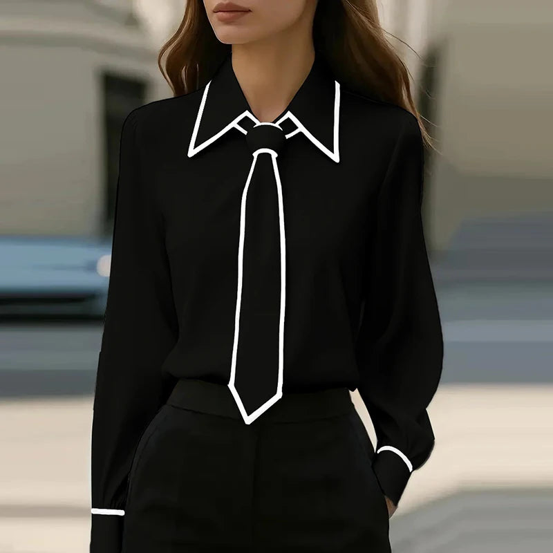 Satin Long-Sleeve Blouse