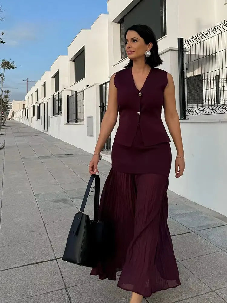 Knit Vest & Maxi Skirt Set