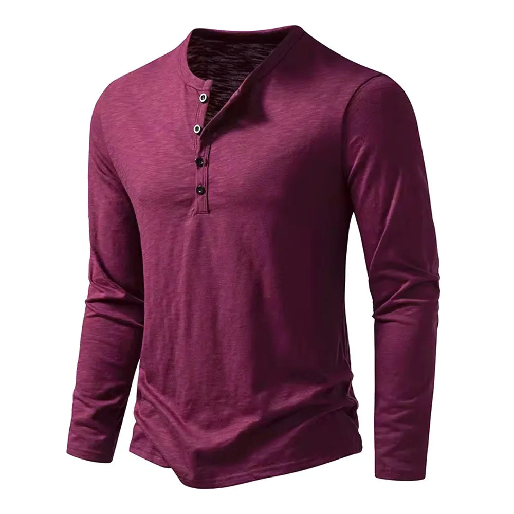 Long-Sleeve Cotton Henley