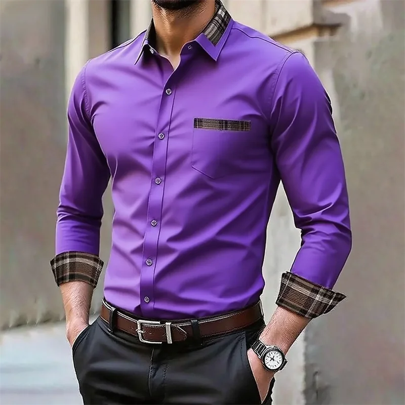 Men's iron-free long-sleeved lapel shirt