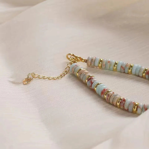 Natural Stone Bead Pearl Pendant Bracelet