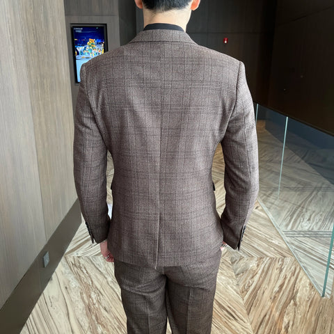 High Quality Plaid Three-Piece Suit