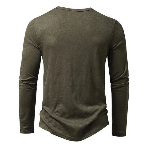 Long-Sleeve Cotton Henley