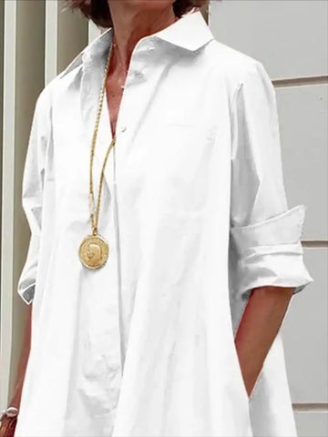 Long Sleeves Loose Solid Color Shirts Dress