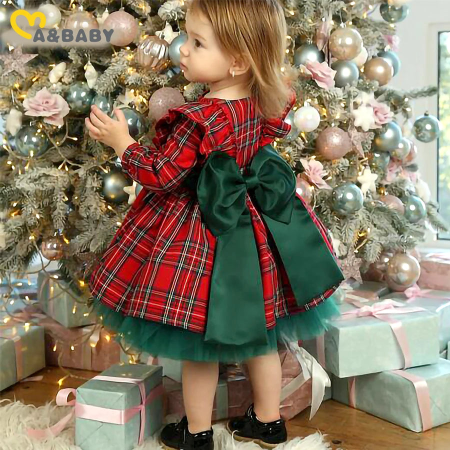 Girls' Red Plaid Holiday Tulle Dress