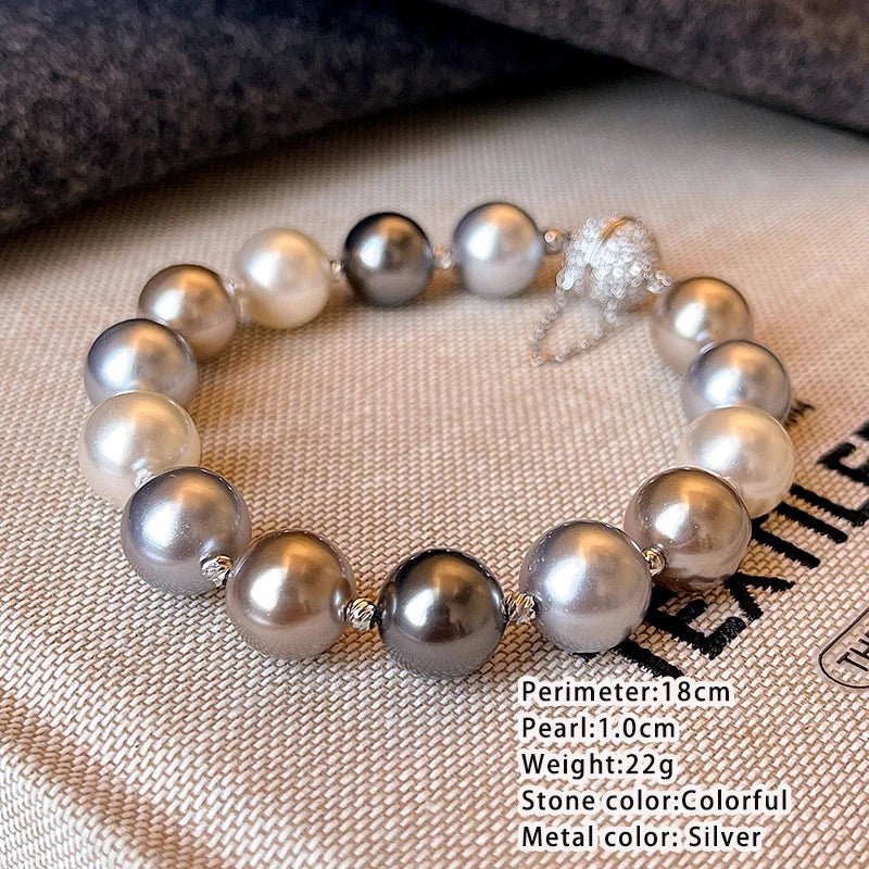 Color Bead Pearl Magnetic Buckle Bracelet