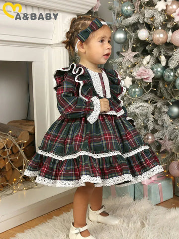 Girls' Red Plaid Holiday Tulle Dress