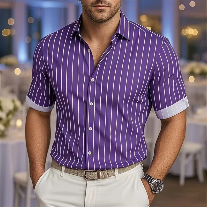 Striped Loose Short Sleeve Shirt
