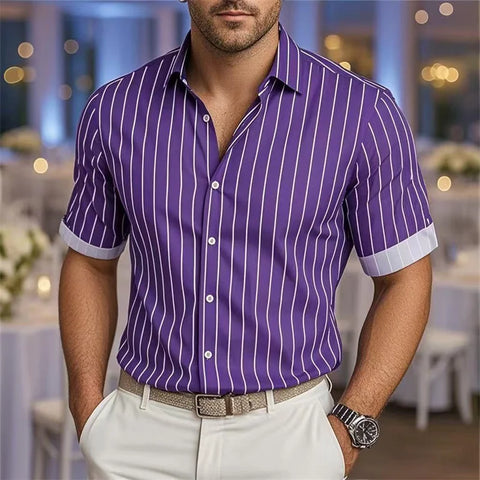 Striped Loose Short Sleeve Shirt