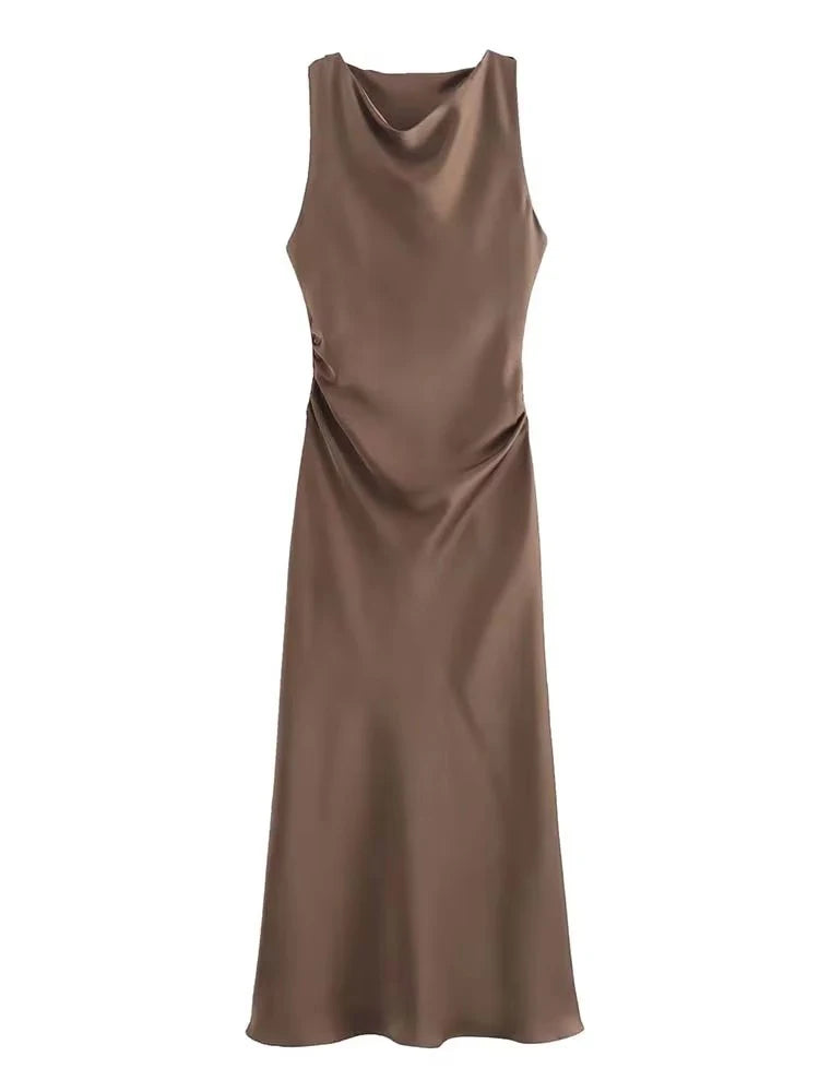 Satin Midi Slip Dress