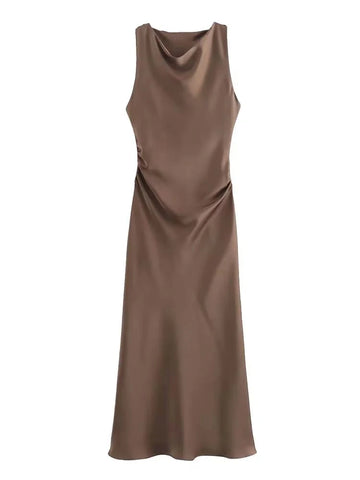 Satin Midi Slip Dress