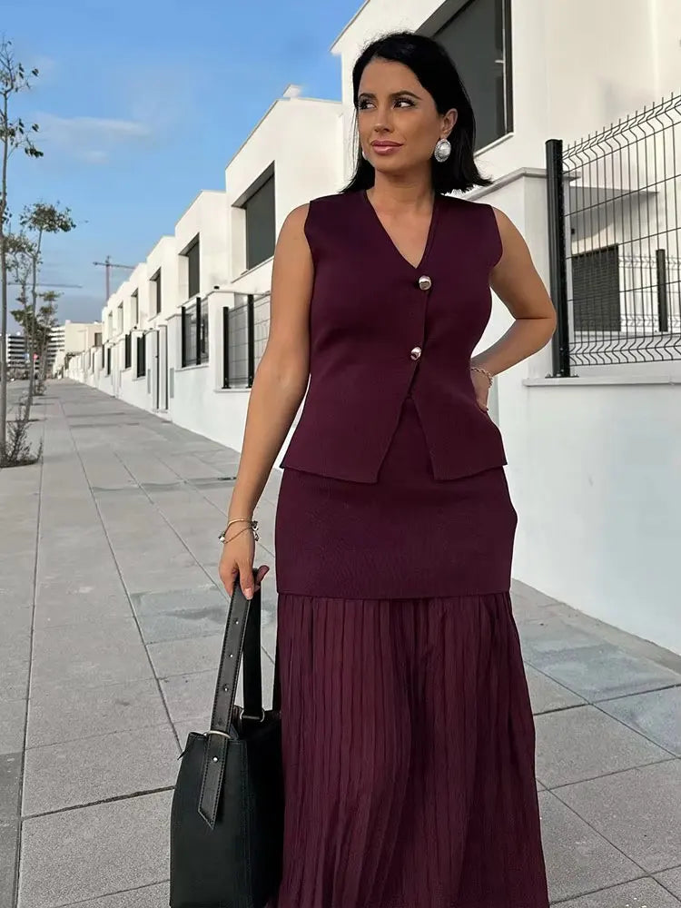 Knit Vest & Maxi Skirt Set