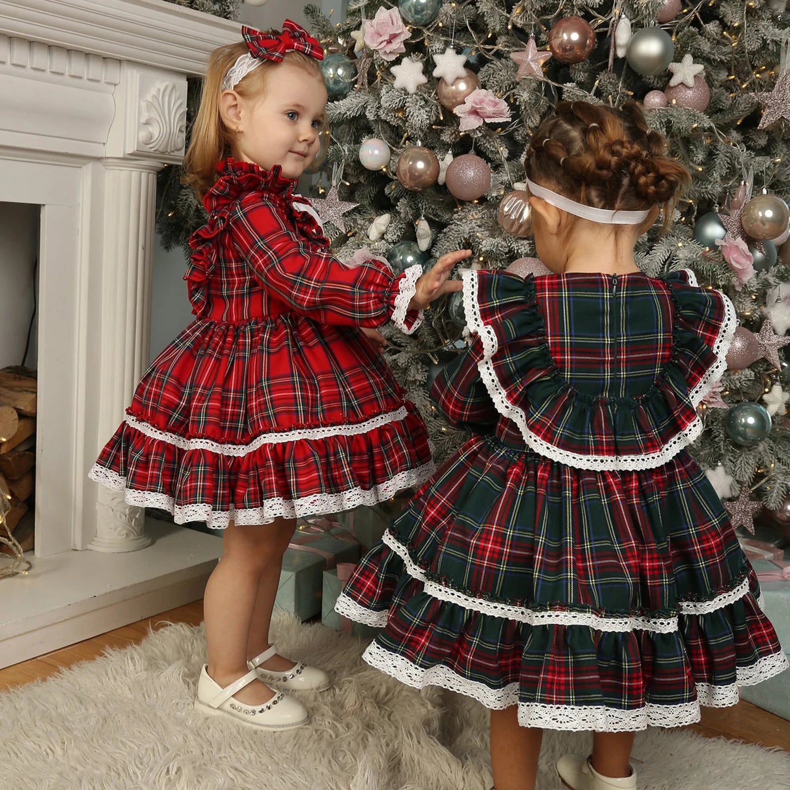 Girls' Red Plaid Holiday Tulle Dress