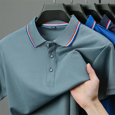 Casual Solid Color Short Sleeved Polo Shirt