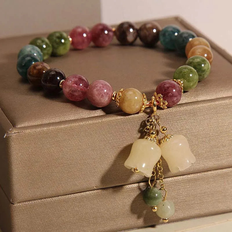 Fashion Colorful Beaded Orchid Pendant Bracelets